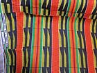 3/4 Yd. African Kente Print Cloth Wax Dyed Cotton Fabric Orange Green Black