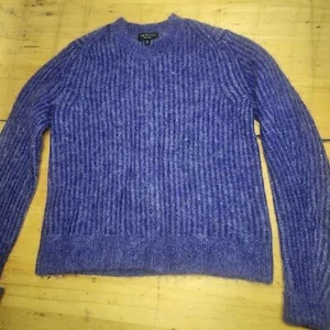 maglione girocollo straccio + osso tg S/P Jonie misto alpaca a costine viola - Foto 1 di 6