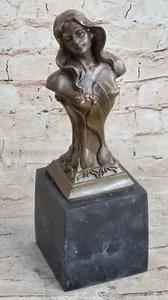 Classic French Female Bust Bronze Metal Sculpture Statue 31cm Tall 9 Lbs Nude - Picture 1 of 10