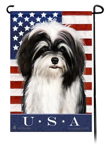Patriotic USA Garden Flag - Black and White Havanese 071 - Picture 1 of 1