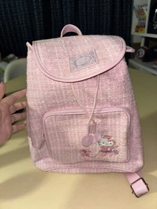 Vintage Y2K Hello Kitty Pink Poodle Tweed Mini Backpack With Tag 2004 - Picture 1 of 13