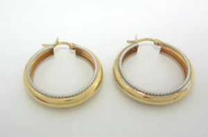 SPLENDIDI ORECCHINI A CERCHIO DONNA ORO 14K MULTICOLORE (1+") CON MILIGRANA 2,7G - Foto 1 di 6