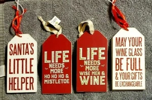 Christmas Holiday Wooden Bottle Tag / Ornament 3" x 6" Primitive by Kathy - New - Picture 1 of 11