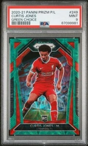 2020-21 Panini Prizm EPL Green Choice #249 Curtis Jones Liverpool Rookie /9 RARE - Bild 1 von 2