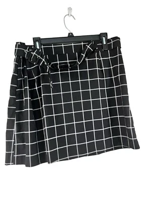 Divided H&M Black Plaid Pleated Skirt 18 belted super nice - Image 1 of 4