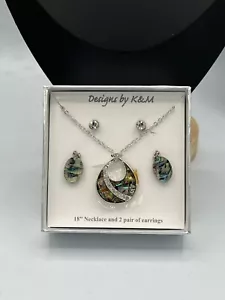 Designs by K&M 18" Necklace and Earrings Set Silver Tone new in the box - Picture 1 of 4