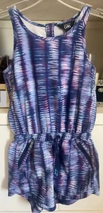 Athleta Girl On the Go Romper Shoreline Shibori Enchanted Blue & Purple Size S/7 - Picture 1 of 5