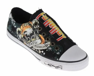 Ed Hardy LR BANGKOK Kids Youth Canvas Top Sneaker Shoes, Black - Image 1 of 4