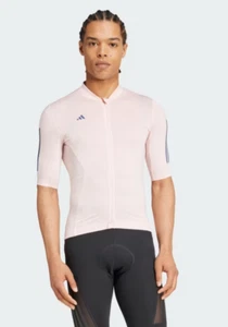 Men's $110 Adidas Full Zip Pink Cycling Jersey Shirt IW1575 Size L - Picture 1 of 3