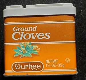 Vintage Durkee Dose gemahlene Nelken 1 1/4 oz leer. Unsere # t1672 - Bild 1 von 6