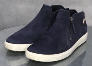 ECCO Soft 7 $170 Women's Low Cut Zip Booties Boots Size EU 40 US 9-9.5 Leather - Picture 1 of 10