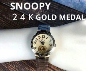 SNOOPY 24K GOLD MEDAL WATCH - Picture 1 of 9