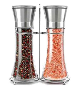 Salz- und Pfeffermühle Gewürzmühle Pfeffermühle Salzmühle Set Glas & Edelstahl - Bild 1 von 6