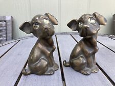 ANTIQUE CAST IRON HUBLEY Droopy Eyed DOG BOOKENDS Home ART STATUE DOORSTOPS