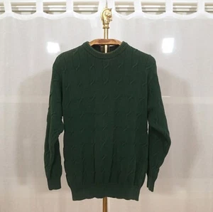 Vintage 00s Haggar Men's Green Cable Knit Pullover Sweater - Picture 1 of 6