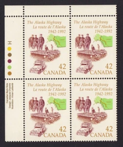 ALASKA HIGHWAY ROAD, MAP = Canada 1992 #1413 MNH UL PLATE Block of 4 - Picture 1 of 1