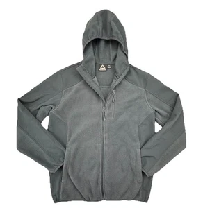 Reebok Gray Full Zip Hooded Fleece Jacket Mens Size Medium Gym Running Athletic - Picture 1 of 9