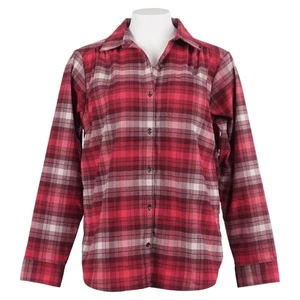 ROYAL ROBBINS Women Shirt L Red Plaid Merino Wool Blend Button Up Long Sleeve - Picture 1 of 4