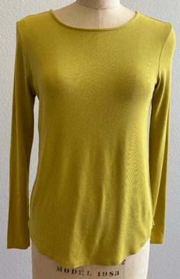 Camisa Top Joan Vass Amarilla Mujer Talla Pequeña Modal Usada en Excelente Condición Foto 1 de 4