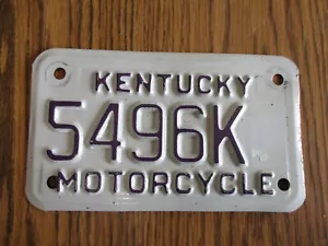 Expired Kentucky Motorcycle License Plate Purple Letters MC KY 5496K HARLEY - Picture 1 of 2