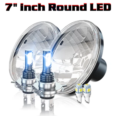 Par de faros LED halo redondos de 7" lámpara de haz alto-bajo para Dodge W100 W200 W300 Dart Foto 1 de 4