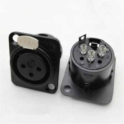 Prise XLR 3 broches mâle femelle montage sur panneau châssis prise micro-jack connecteur audio - Photo 1/4