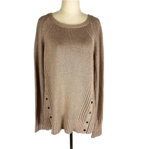 Calvin Klein Womens Jumper Large Beige Silver Oversize Knit Sparkle - Bild 1 von 9
