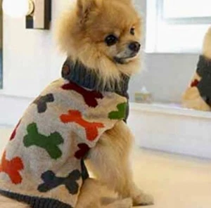 Wag-A-Tude Multi Stripe Bone Sweater Large - Picture 1 of 4
