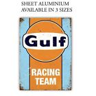 Aluminiumschild / Schild für Garage oder Mancave Gulf Racing Team Vintage