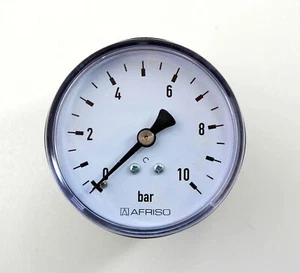 Manometer 1/4" Zoll Anschluss hinten axial 0-10 bar für Wasser und Luft geeignet - Bild 1 von 2
