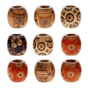 100pcs Mixed Large Hole BOHO Wooden Beads for Macrame European Charms Crafts LOT - Picture 1 of 10