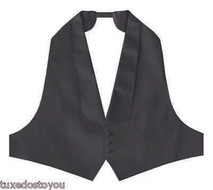 Nuevo Chaleco Esmoquin Negro Satinado Masón Esmoquin Arco Corte Bajo 3 Botones Ajustable S M L XL XXL - Imagen 1 de 2