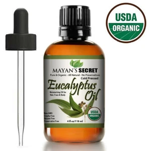 100% Pure USDA CERTIFIED ORGANIC Eucalyptus Essential Oil Huge 4oz Glass Bottle - Picture 1 of 6