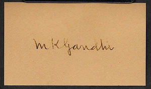 Reimpresión de autógrafo de Mahatma Gandhi India inglesa en tarjeta genuina de 3x5 de la década de 1940  - Imagen 1 de 1