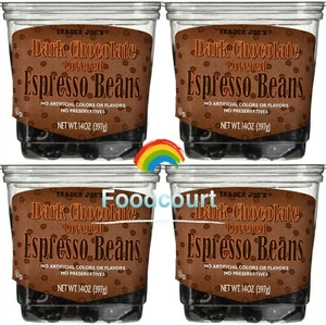 4 Packs Trader Joe's Dark Chocolate Covered Espresso Beans 14 oz Each Pack - Picture 1 of 6