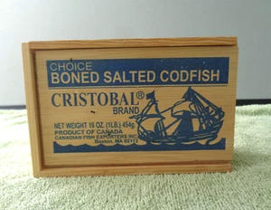 Cristóbal Deshuesado Bacalao Salado Pez Madera Caja de Madera con Tapicería - Imagen 1 de 6