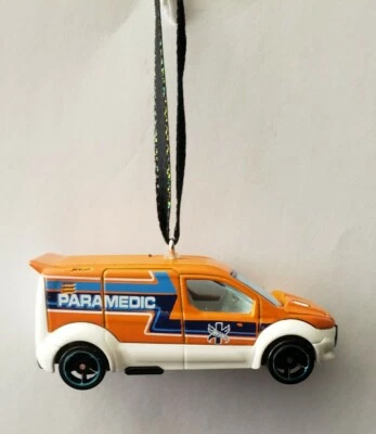 Adorno de Navidad Ford Transit Connect 1/64 Die-cast naranja ambulancia paramédico Foto 1 de 2