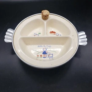 Vintage 1930s Excello "Little Bo Peep" Ceramic Metal Baby Food Warming Dish (M) - Picture 1 of 3