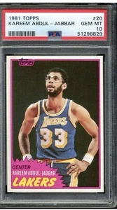 Tarjeta de baloncesto Topps 1981 Kareem Abdul-Jabbar PSA 10 💎Gema como nueva #20 graduada Salón de la fama - Imagen 1 de 3