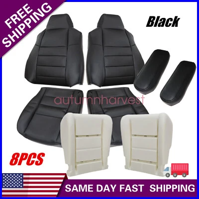 Funda de asiento delantera 8 piezas negra y cojín de espuma para Ford F-250 Super Duty 2002-2007 Foto 1 de 4