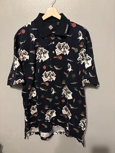 Tabasco Shirt Men XL All Over Print Sharks Poker Chips Cards Vegas Polo Gamble - Picture 1 of 15