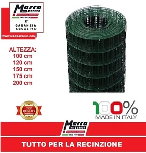 25mt RETE PLASTIFICATA ELETTROSALDATA VERDE ZINCATA RECINZIONE 50X75 5X7,5 - Foto 1 di 1