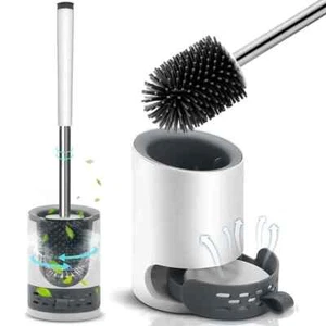 Set Spazzola WC Con Porta Drenaggio Flex Silicone Anti-Intasamento Antigoccia Spazzola He - Foto 1 di 9