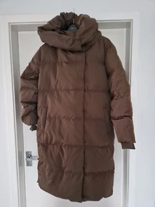 Object Objmaddie Long Down Jacket Size M Rrp £170 Brown  - Picture 1 of 11