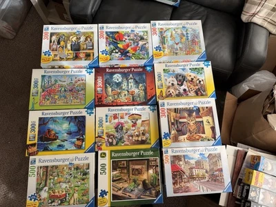 HUGE Lot Of 14 Ravensburger Puzzles-300 & 500 Piece Puzzles - Image 1 of 4