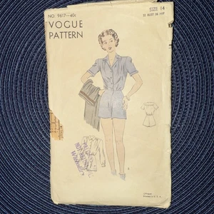 1950s Blouse -Shorts Pattern No 9617 Uncut Vtg 14 - Picture 1 of 3