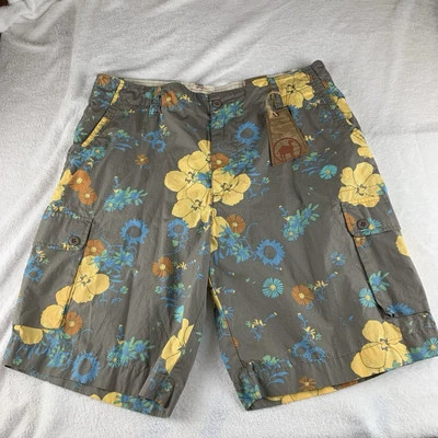 Шорты мужские Red Camel 40 серые грузовые гавайские с цветочным принтом повседневные новые с бирками - Изображение 1 из 4