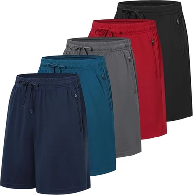 Paquete de 5 pantalones cortos deportivos para hombre de secado rápido gimnasio correr entrenamiento baloncesto pantalones cortos para  Foto 1 de 4