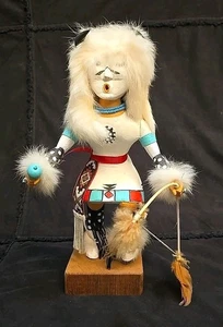 Vintage HOPI BUFFALO DANCER Kachina Doll Signed Collectible Hand Carved Figurine - Picture 1 of 9