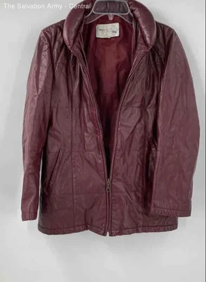 Neige Mens Red Leather Long Sleeve Pockets Full-Zip Quilted Jacket Size 66 - Image 1 of 4